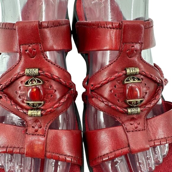 Baretraps Womens Olinda Red Leather Wedge Sandals Size 10M - Picture 7 of 12